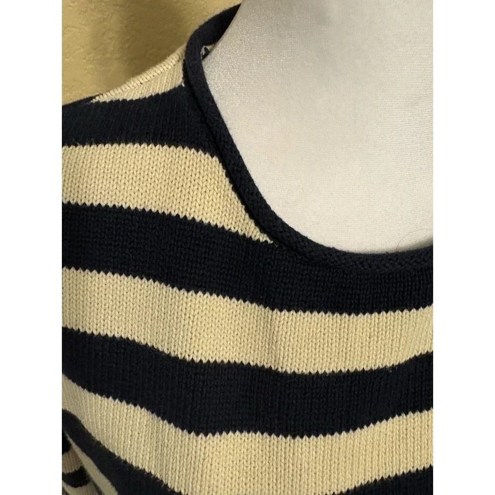 Gander Mountain Women's 100%‎ Cotton Sweater, Large, Blue and Cream Striped